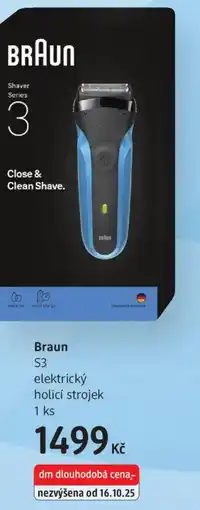 dm drogerie Braun S3 elektrický holicí strojek nabídka
