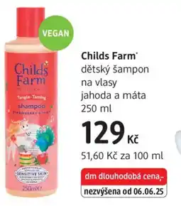 dm drogerie Childs Farm dětský šampon na vlasy jahoda a máta nabídka
