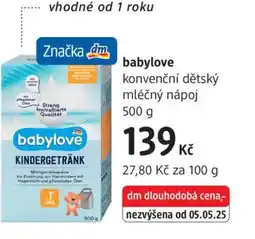 dm drogerie Babylove konvenční dětský mléčný nápoj nabídka
