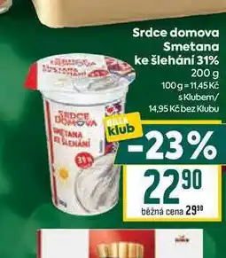 Billa Srdce domova Smetana ke šlehání 31% 200 g nabídka