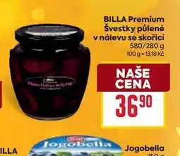 Billa BILLA Premium Švestky půlené v nálevu se skořicí 580/280 g nabídka