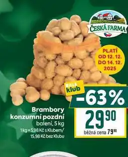 Billa Brambory konzumní pozdní balení, 5 kg nabídka