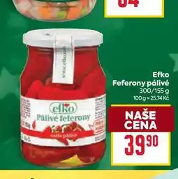 Billa Efko Feferony pálivé 300/155 g nabídka