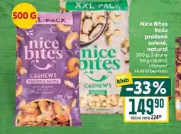 Billa Nice Bites Kešu pražené solené, natural 500 g nabídka