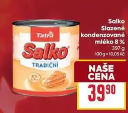 Billa Salko Slazené kondenzované mléko 8% 397 g nabídka