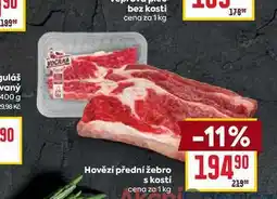 Billa Hovězí přední žebro s kostí cena za 1 kg nabídka