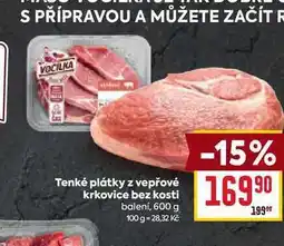 Billa Tenké plátky z vepřové krkovice bez kosti balení, 600 g nabídka