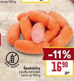 Billa Špekáčky z pultu lahůdek cena za 100 g nabídka