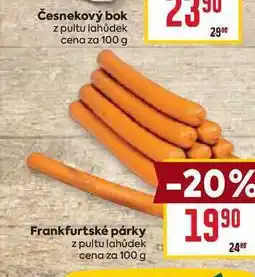 Billa Frankfurtské párky z pultu lahůdek cena za 100 g nabídka