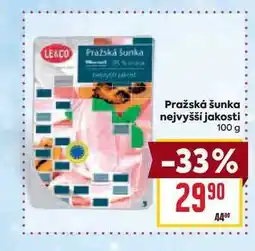 Billa Pražská šunka nejvyšší jakosti 100 g nabídka