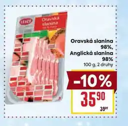Billa Oravská slanina 98%, Anglická slanina 98% 100 g nabídka