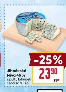 Billa Jihočeská Niva 45% z pultu lahůdek cena za 100 g nabídka