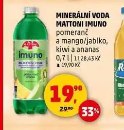 Penny Market MINERÁLNÍ VODA MATTONI IMUNO, 0,7 l nabídka