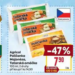 Billa Agricol Poličanka Majonéza, Tatarská omáčka 100 ml nabídka