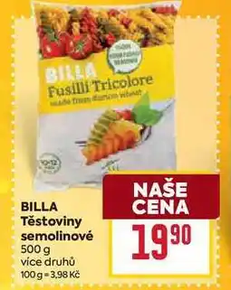 Billa BILLA Těstoviny semolinové 500 g nabídka
