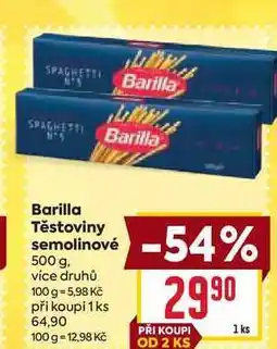 Billa Barilla Těstoviny semolinové 500g nabídka