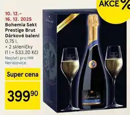 Tesco Bohemia Sekt Prestige Brut Dárkové balení, 0.75 l + 2 skleničky nabídka