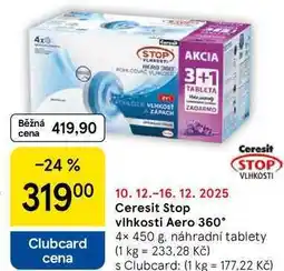 Tesco Ceresit Stop Vlhkosti Aero 360° náhradní tablety, 4 x 450g nabídka