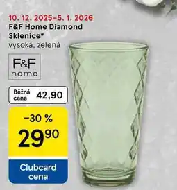 Tesco F&F Home Diamond Sklenice, vysoká, zelená nabídka