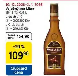 Tesco Vaječný sen Likér 15-16 %, 0.5 l nabídka