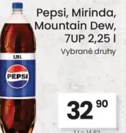 Kubík potraviny Pepsi, Mirinda, Mountain Dew,7Up nabídka