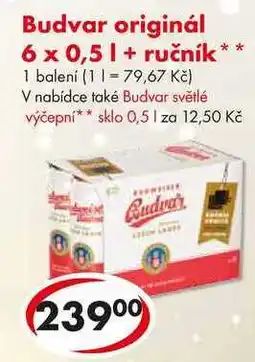 CBA Budvar originál 6x 0,5 l + ručník nabídka