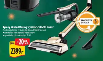Tyčový akumulátorový vysavač 2v1 Gold Power