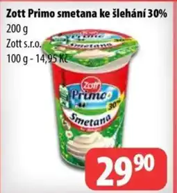 Partner Maloobchodní síť Zott Primo smetana ke šlehání 30% nabídka