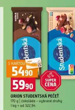 Terno ORION STUDENTSKÁ PEČEŤ 170 g čokoláda vybrané druhy nabídka