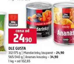 Terno DLE GUSTA 312/175 g Mandarinky loupané 565/340 g Ananas kousky nabídka