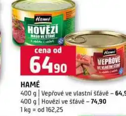 Terno HAMÉ 400 g Vepřové ve vlastní šťávě 400 g Hovězí ve šťávě nabídka