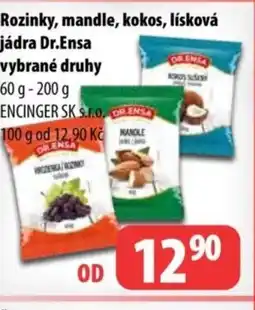 Partner Maloobchodní síť Rozinky, mandle, kokos, lísková jádra Dr.Ensa nabídka