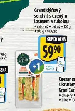 Albert Dýňový grand sendvič s uzeným lososem a rukolou nabídka