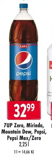 Qanto 7UP Zero, Mirinda, Mountain Dew, Pepsi, Pepsi Max/Zero nabídka