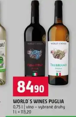 Terno WORLD'S WINES PUGLIA 0,75l vino vybrané druhy nabídka
