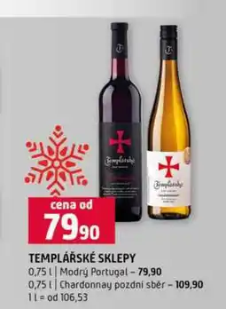 Terno TEMPLÁŘSKÉ SKLEPY 0,75l Modrý Portugal 0,75l Chardonnay pozdní sběr nabídka