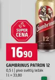 Terno GAMBRINUS PATRON 12 0,5l pivo světlý ležák nabídka