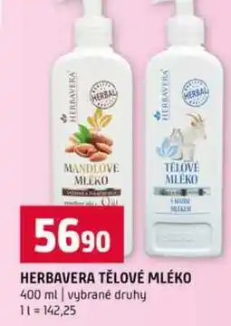 Terno HERBAVERA TĚLOVÉ MLÉKO 400 ml vybrané druhy nabídka