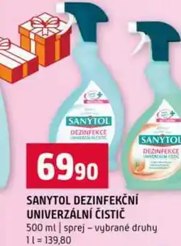 Terno SANYTOL DEZINFEKČNÍ UNIVERZÁLNÍ ČISTIČ 500 ml sprej vybrané druhy nabídka