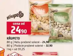 Terno KŘUPETO 80 g Kešu pražené solené 80 g Pistácie pražené solené nabídka
