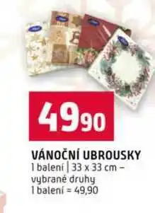 Terno VÁNOČNÍ UBROUSKY 1 balení 33 x 33 cm vybrané druhy nabídka