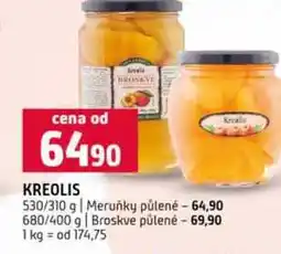 Terno KREOLIS 530/310 g Meruňky půlené 680/400 g Broskve půlené nabídka