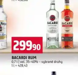 Terno BACARDI RUM 0,7l vol. 35-40% vybrané druhy nabídka