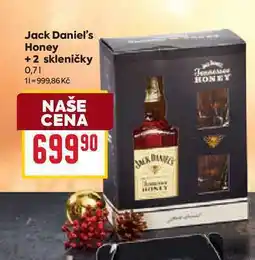 Billa Jack Daniel's Honey +2 skleničky 0,7l nabídka