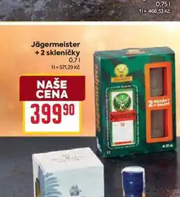 Billa Jägermeister + 2 skleničky 0,7l nabídka