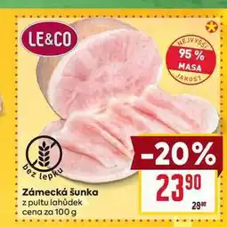 Billa Zámecká šunka z pultu lahůdek cena za 100g nabídka