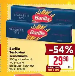 Billa Barilla Těstoviny semolinové 500 g nabídka
