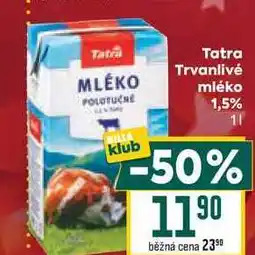 Billa Tatra Trvanlivé mléko 1,5% 1l nabídka