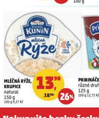 Penny Market Kunín mléčná rýže, krupice nabídka