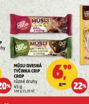 Müsli ovesná tyčinka crip crop